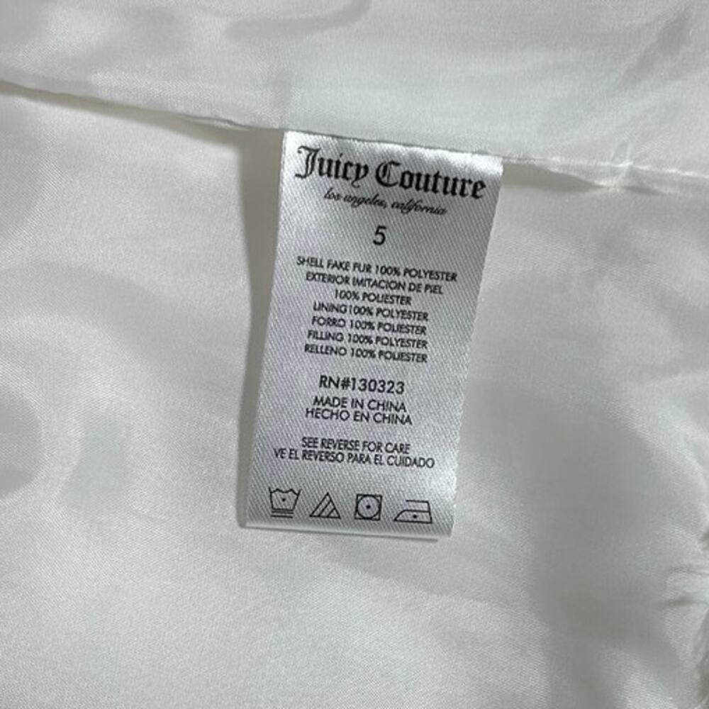 Juicy Couture Girls White Faux Fur Coat Size 5 - Picture 8 of 11